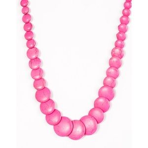 Pink Crackle Stone Necklace (NWOT)